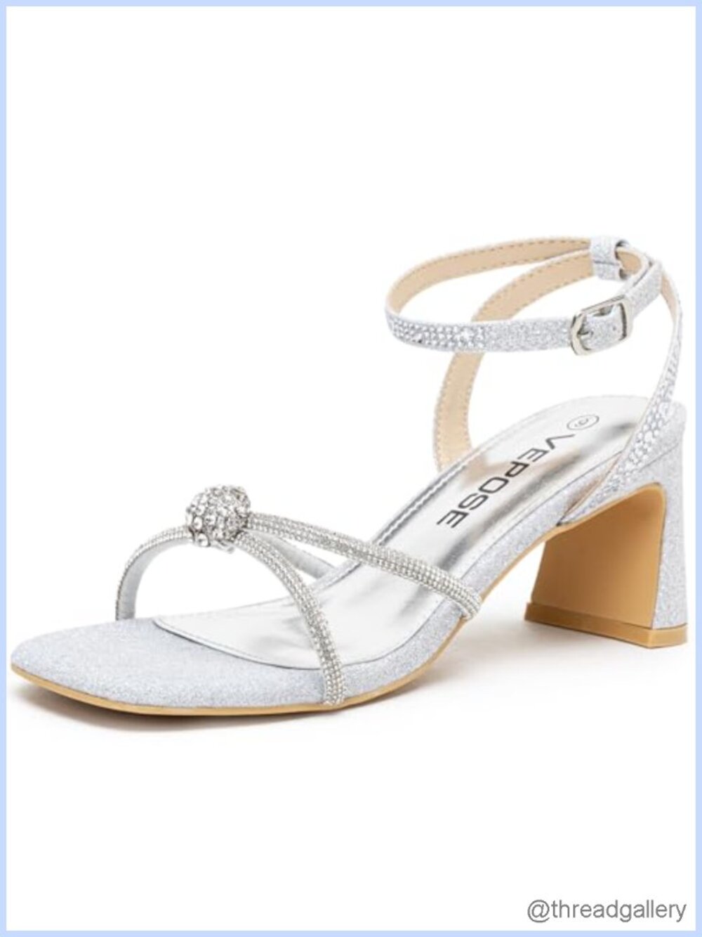 Rhinestone Strappy Heeled Sandals Square Toe Block Heel